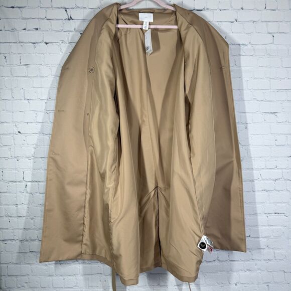 H&M Trench Coat Women's Medium Double Breasted Tan Belted City Career Long NWT - Picture 13 of 14